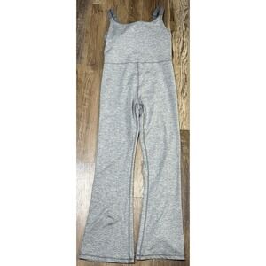 Aerie The Hugger Bootcut Jumpsuit Grey Womens Large One Piece Adjustable